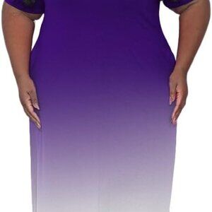 Plus Size Maxi Dress Soft Stretch V Neck Casual Summer Dress for Women